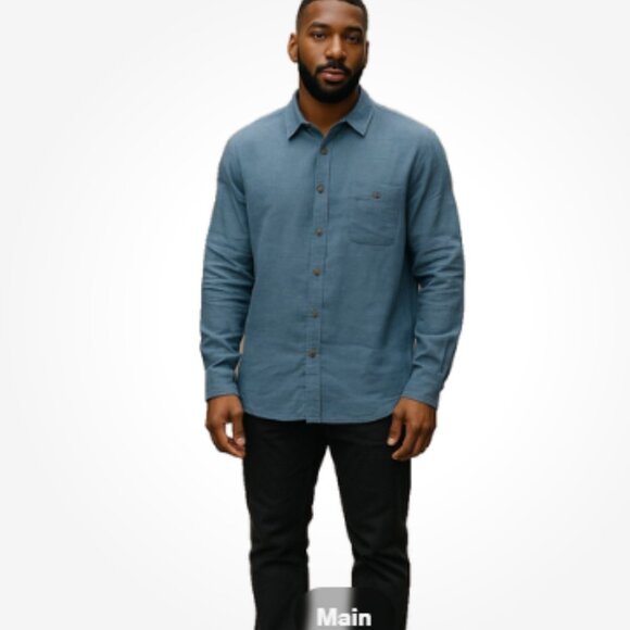 Campia Moda Men’s Shirt Size L Blue Gray Button Down Long Sleeve Pocket EUC - Picture 15 of 15